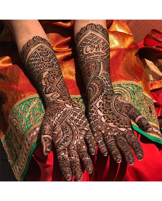 Festive Bracelet With Rose Featuring Bridal Mehndi Design