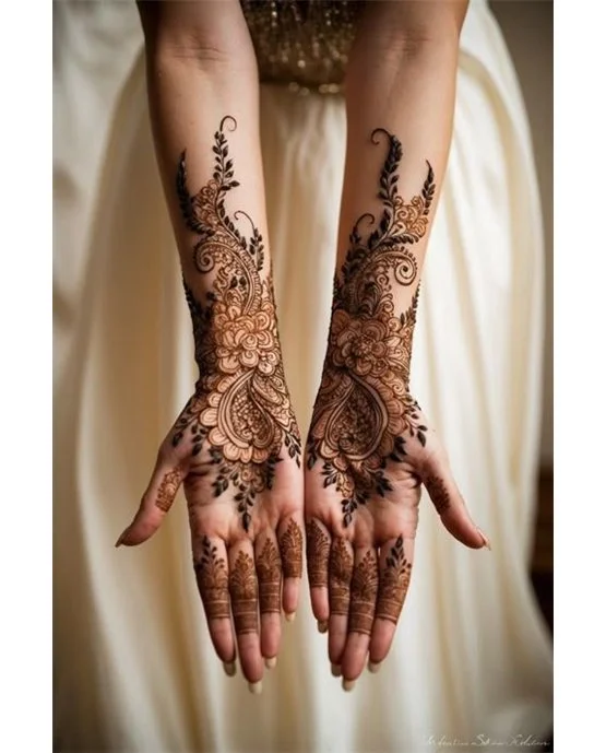 Modern Knot Look On Bridal Mehndi Design