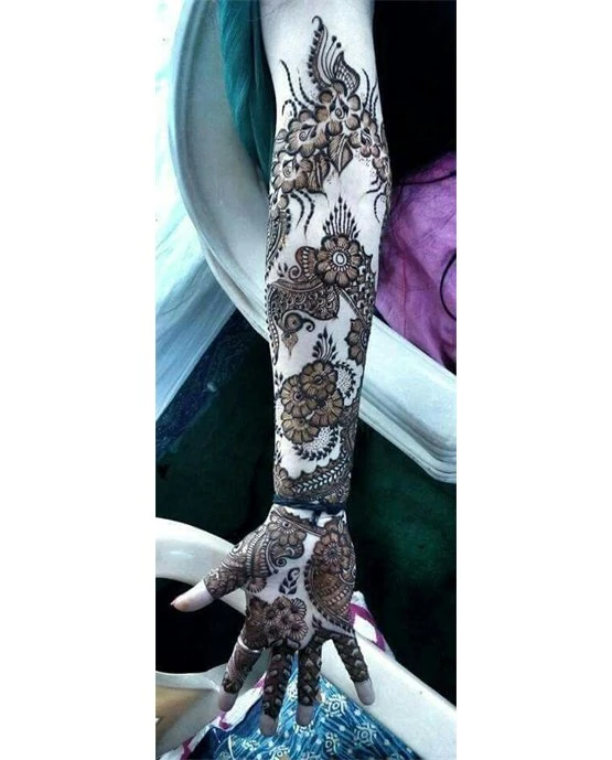 Whimsical Arrangement On Sunflower Bridal Mehndi Design