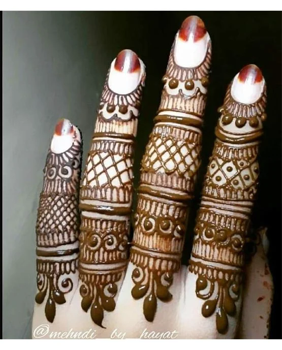 Contemporary Tendril With Chain Covering Simple Finger Mehndi Design Contemporary Tendril With Chain Covering Simple Finger Mehndi Design
