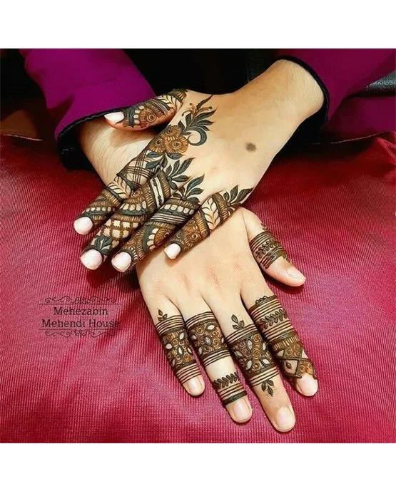 Cuff Inspired Ornate Stylish Finger Mehndi Design Cuff Inspired Ornate Stylish Finger Mehndi Design